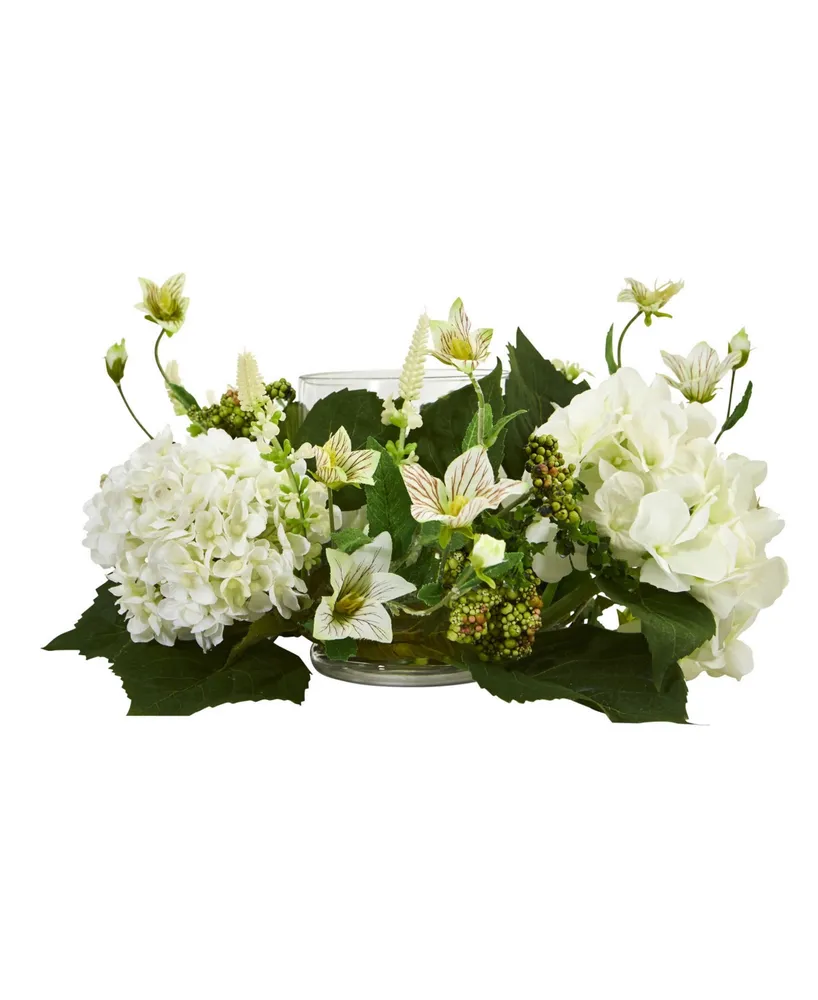 Nearly Natural Hydrangea Artificial Candelabrum Arrangement