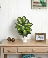 Nearly Natural Dieffenbachia Artificial Plant in Swirl Planter