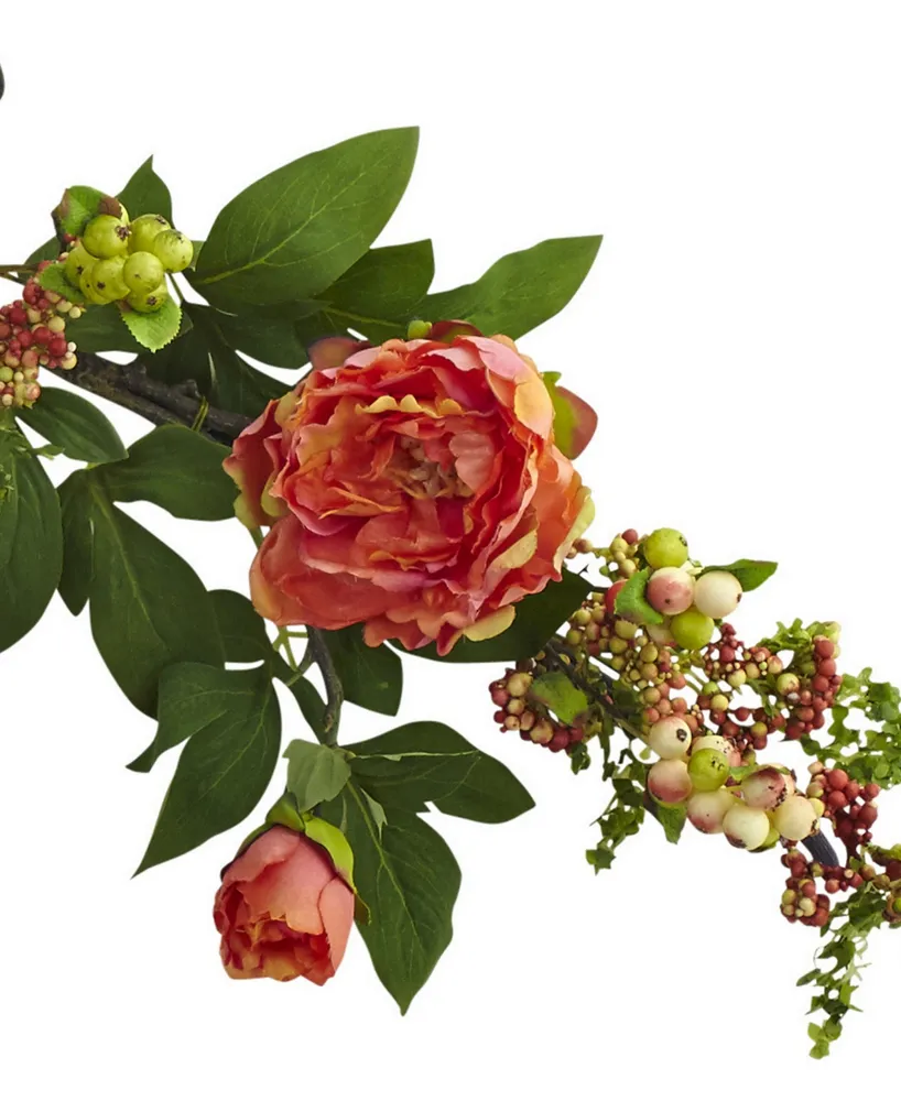 Nearly Natural 60" Mixed Peony and Berry Garland