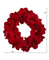 Nearly Natural 22" Amaryllis Wreath