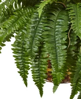 Nearly Natural Boston Fern Artificial Plant Hanging Basket