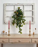 Nearly Natural 2-Pc. 31" Strawberry Artificial Hanging Bush Set with Berries