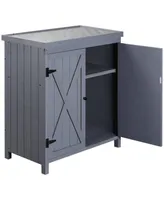 Outsunny Wooden 36.25 in x 31.5 in Garden Storage Tool Shed with Galvanized Top,