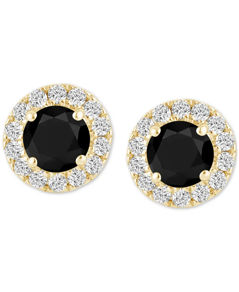 Black Diamond (3/4 ct. t.w.) & White Diamond (1/4 ct. t.w.) Halo Stud Earrings in 14k Gold