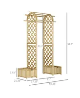 Outsunny 7.5' Garden Arbor Arch Trellis w/ Planters, Great for Wedding