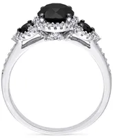 Black Diamond (1-3/4 ct. t.w.) White (1/4 3-Stone Halo Engagement Ring 14k Gold