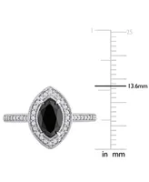 Black Diamond (1 ct. t.w.) & White (1/4 Marquise-Cut Halo Engagement Ring 14k Gold