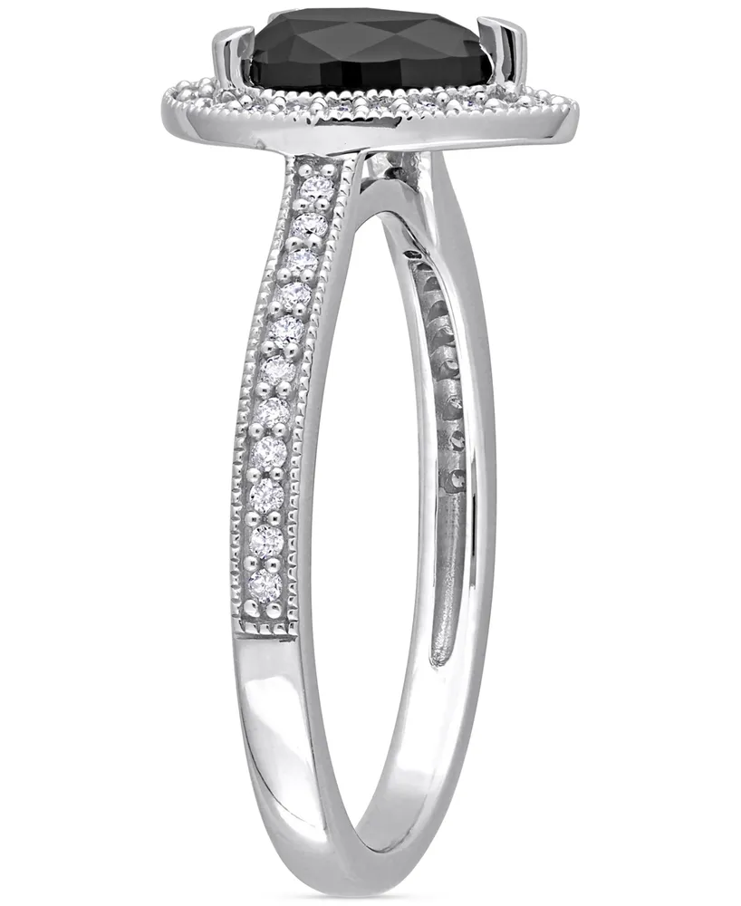 Black Diamond (1 ct. t.w.) & White (1/4 Pear-Cut Halo Engagement Ring 14k Gold