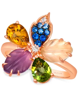 Le Vian Ombre Multi-Gemstone (3 ct. t.w.) & Vanilla Diamond Accent Flower Ring in 14k Rose Gold