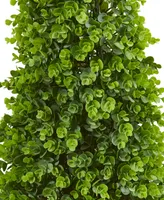 Nearly Natural 41" Eucalyptus Cone Topiary Artificial Tree in Metal Planter (Indoor/Outdoor)