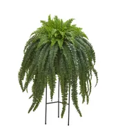 Nearly Natural 44in. Boston Fern Artificial Plant in Stand Black Planter