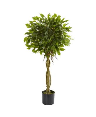 Nearly Natural 4' Ficus Topiary Uv-Resistant Indoor/Outdoor Artificial Tree