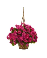 Nearly Natural Geranium Hanging Basket Artificial Plant Uv Resistant