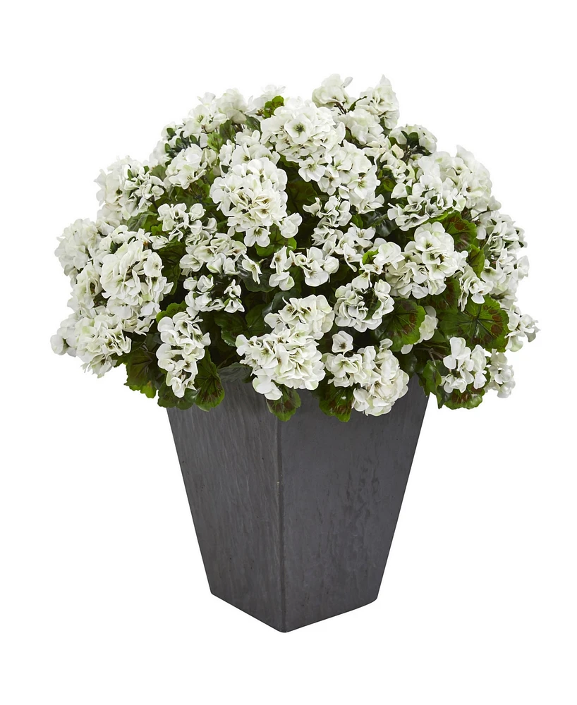 Nearly Natural Geranium Artificial Plant in Slate Plater Uv Resistant