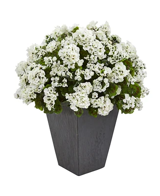 Nearly Natural Geranium Artificial Plant in Slate Plater Uv Resistant