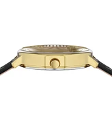 Versus Versace La Villette Women's 2 Hand Quartz Movement and Black Leather Strap Watch 36mm