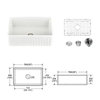 Streamdale Furniture Fireclay L X W Farmhouse Kitchen Sink With Grid And Strainer