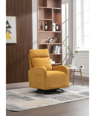 Simplie Fun Upholstered Swivel Glider Rocking Chair For Nursery In Modern Style One Left