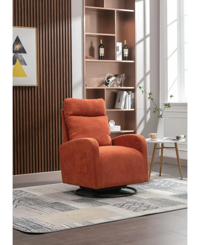 Simplie Fun Upholstered Swivel Glider Rocking Chair For Nursery In Modern Style One Left