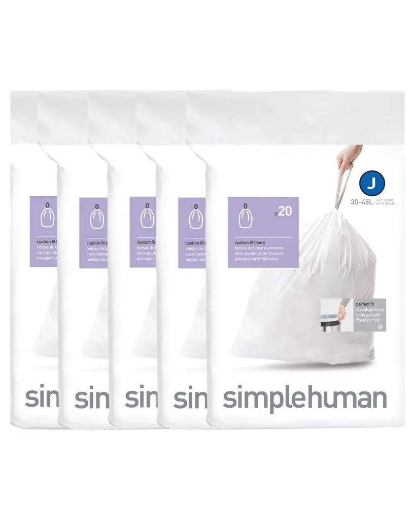 simplehuman Code J Custom Fit Liners, Pack of 100