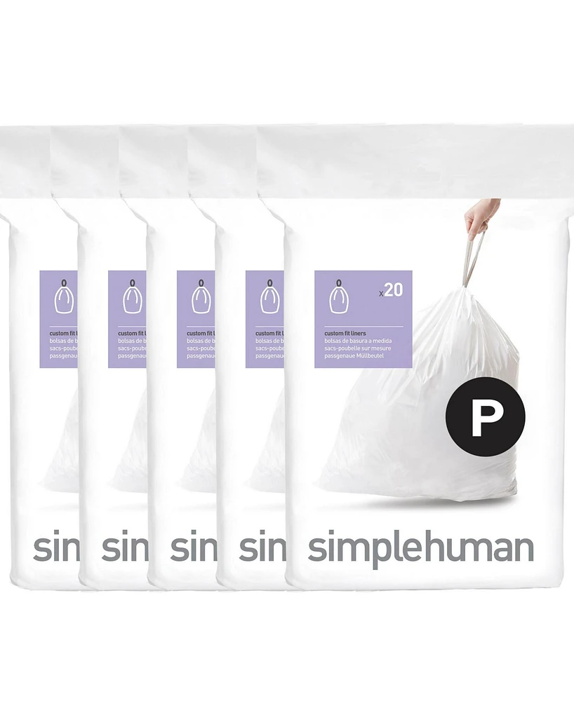 simplehuman Code P Custom Fit Liners, Pack of 100