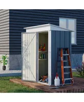 Outsunny 5' x 3' Steel Outdoor Storage Shed, Small Lean-to Shed for Garden, Tools, Tiny Metal Garage with Floor, Adjustable Shelf