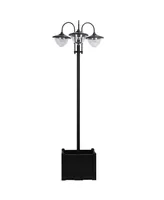 Outsunny 74.5" 3-head Solar Lamp Post Street Light with Planter, Automatic-on, 10 Hour Max Outdoor Ready Led Lighting, Black