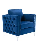 Simplie Fun Modern Velvet Armchair Tufted Button Accent Chair Club Chair With Steel Legs For Living Room