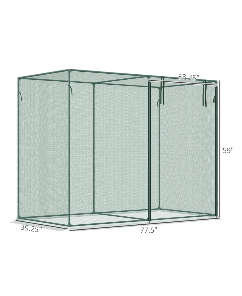 Outsunny 6' x 3' Tall Crop Cage with Two Zippered Doors, Plant Protection Tent with Storage Bag and 6 Ground Stakes for Garden, Yard, Green