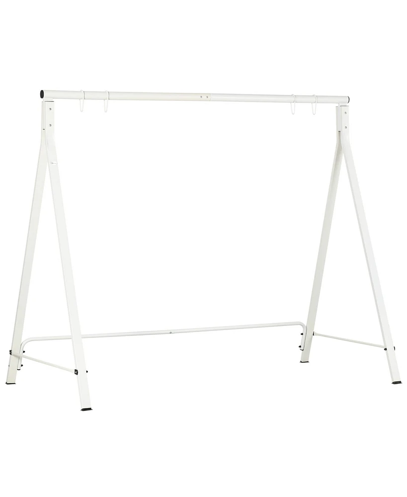 Outsunny Metal Porch Swing Stand, Heavy Duty Swing Frame, Hanging Chair Stand Only,528 Lbs Weight Capacity, for Backyard, Patio, Lawn, Playground, Whi