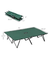 Outsunny 2 Person Camping Cot for Adults w/ Bag, Hunting Fishing Trip Bed,