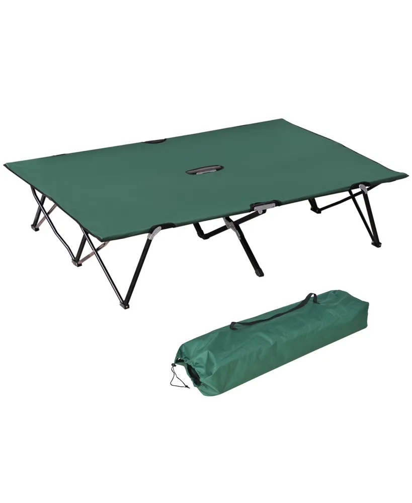 Outsunny 2 Person Camping Cot for Adults w/ Bag, Hunting Fishing Trip Bed,