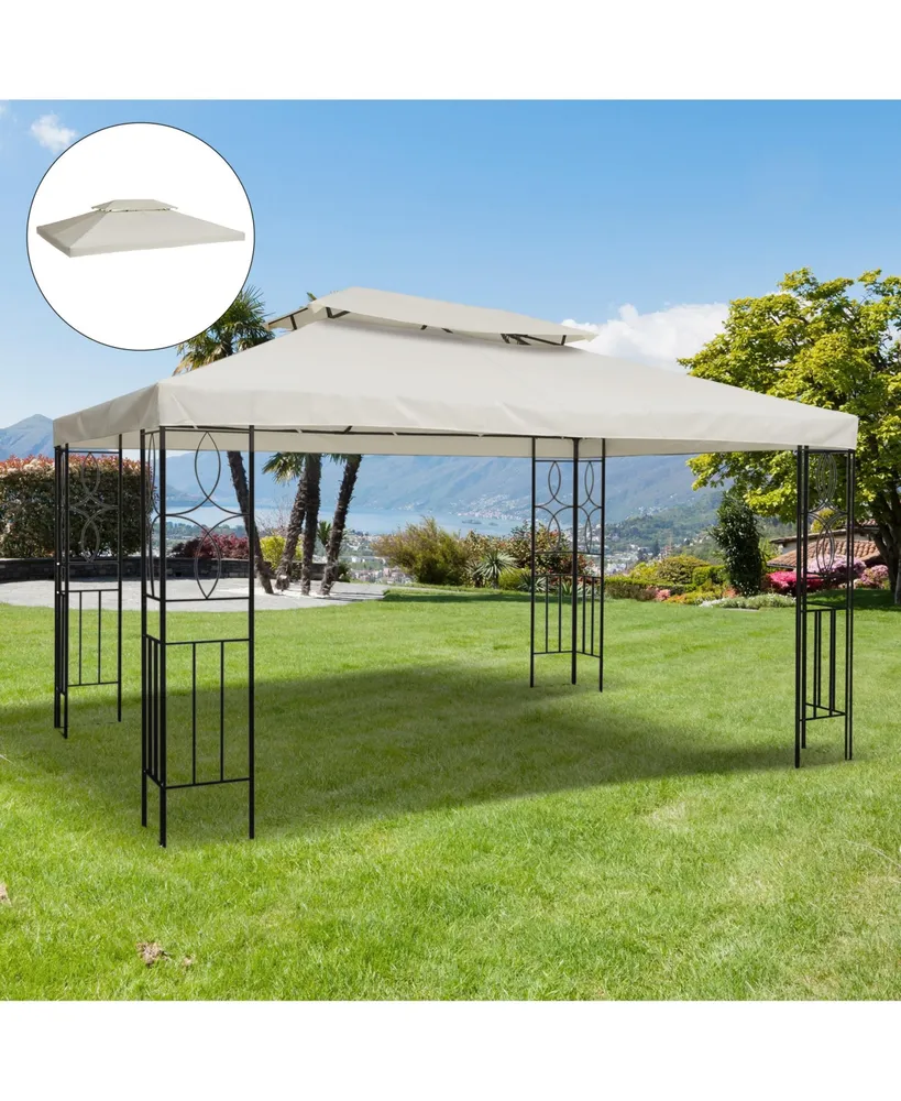 Outsunny 13.1' x 9.84' Gazebo Replacement Canopy 2 Tier Top Uv Cover Pavilion Garden Patio Outdoor, Cream White (Top Only)