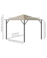 Outsunny 10' x 10' Patio Gazebo Aluminum Frame Outdoor Canopy Shelter with Sidewalls, Vented Roof for Garden, Lawn, Backyard and Deck