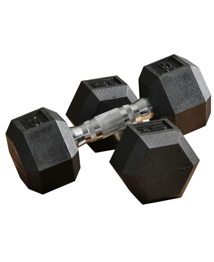 Soozier Hex Dumbbells Set, Rubber Hand Weights with Non-Slip Handles, Anti-roll, for Women or Men Home Gym Workout, 2 x 15lbs