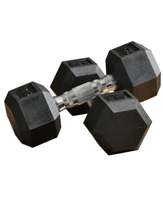 Soozier Hex Dumbbells Set, Rubber Hand Weights with Non-Slip Handles, Anti-roll, for Women or Men Home Gym Workout, 2 x 15lbs