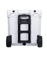 Camp-zero 50 - 52 Qt. Premium Chest Cooler with Wheels and 4 Molded-In Cup Holders | White