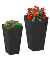 Outsunny 2-Pack Outdoor Planter Set, MgO Flower Pots with Drainage Holes, Durable & Stackable, for Entryway, Patio, Yard, Garden