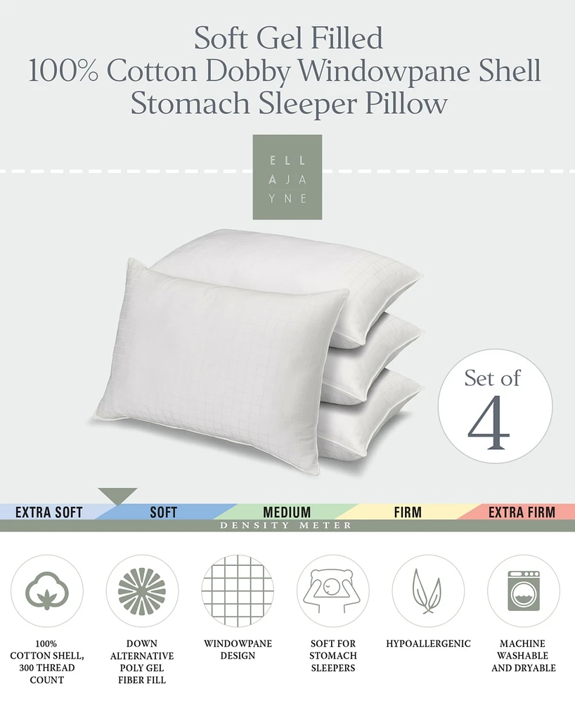 Ella Jayne 100% Cotton Dobby-Box Shell Soft Density Stomach Sleeper Down Alternative Pillow, Queen