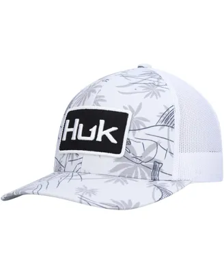 Men's Huk Gray Palm Slam Trucker Snapback Hat