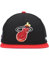 Men's Mitchell & Ness Black, Red Miami Heat Hardwood Classics Coast to Fitted Hat