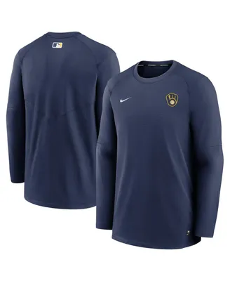 Men's Nike Navy Milwaukee Brewers Authentic Collection Logo Performance Long Sleeve T-shirt