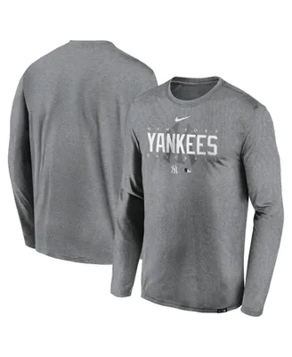 Men's Nike Heather Gray New York Yankees Authentic Collection Team Logo Legend Performance Long Sleeve T-shirt