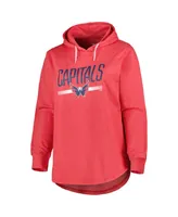 Women's Heather Red Washington Capitals Plus Fleece Pullover Hoodie