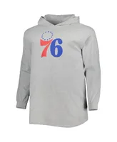 Men's Fanatics Heather Gray Philadelphia 76ers Big and Tall Pullover Hoodie