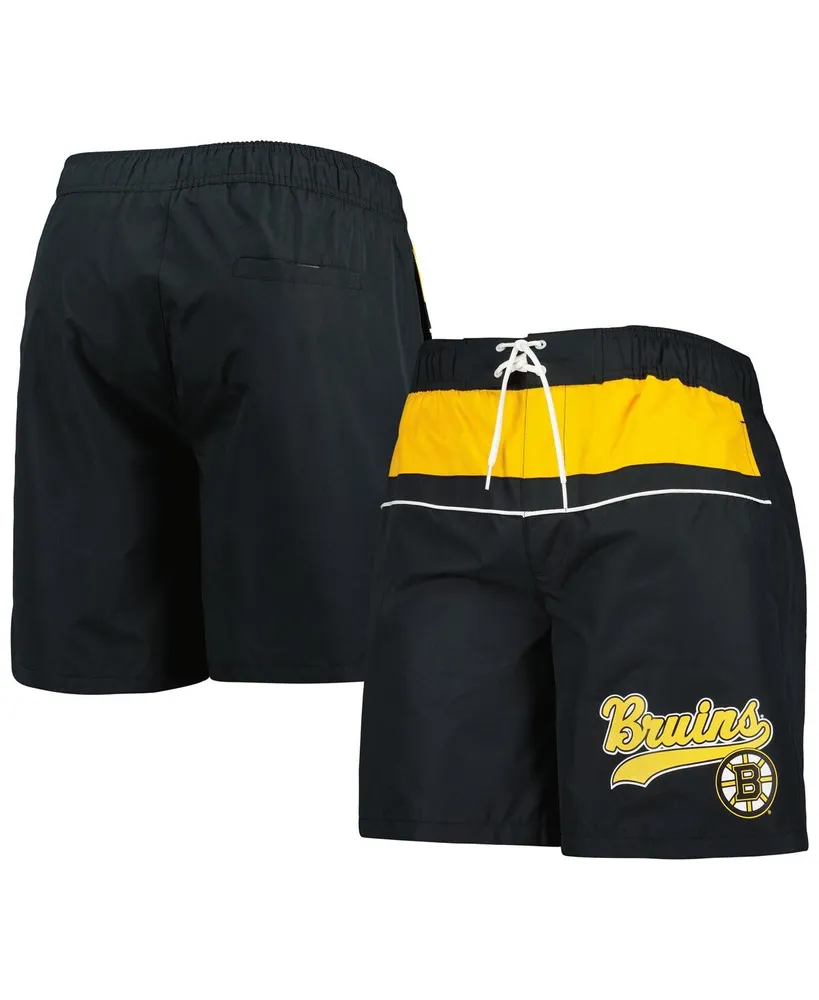 Men's Starter Black Boston Bruins Freestyle Volley Swim Shorts