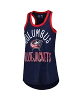 Women's G-iii 4Her by Carl Banks Navy Columbus Blue Jackets First Base Racerback Scoop Neck Tank Top