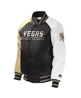 Big Boys and Girls Starter Black Vegas Golden Knights Raglan Full-Snap Varsity Jacket