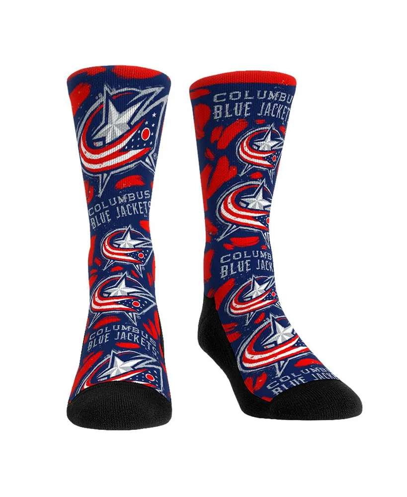 Men's and Women's Rock 'Em Socks Columbus Blue Jackets Allover Logo Paint Crew