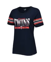 Women's New Era Navy Minnesota Twins Team Stripe T-shirt